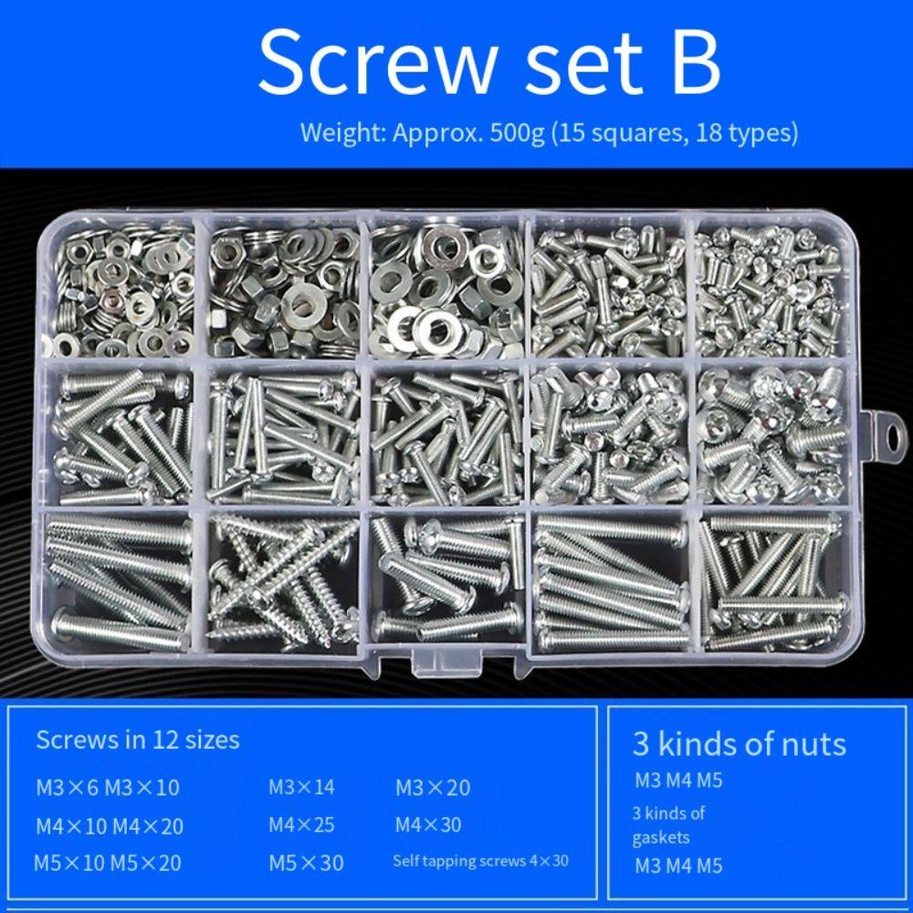 Round Head Cross Screw Screws Nuts Bolts Gaskets Kits Allen Screw Bolt Nut Washer Set Home