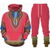 Afrikanischer Dashiki-Hoodie/Anzug für Herren, lässig, 3D-gedruckt, Ethno-Stil, Sweatshirt, Hose, Set für Herren/Damen, Folk-Custom Streetwear-Trainingsanzug