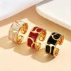 Vintage Red Enamel Oil Drip Open Rings for Women Stainless Steel Gold Color Irregular Textured Geometric Ring Jewelry