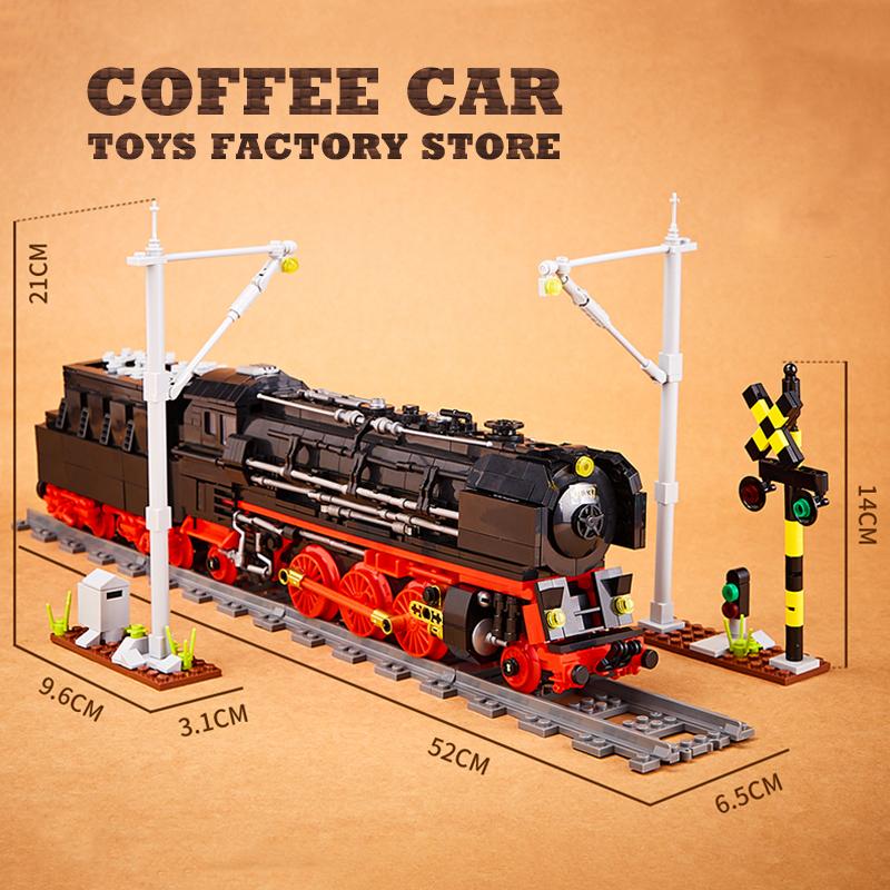 Non-Toxic Vintage Train Building Kits Classic Locomotive Blocks Toys City Railway Cars Bricks Display Model Adult Children Christmas Gifts