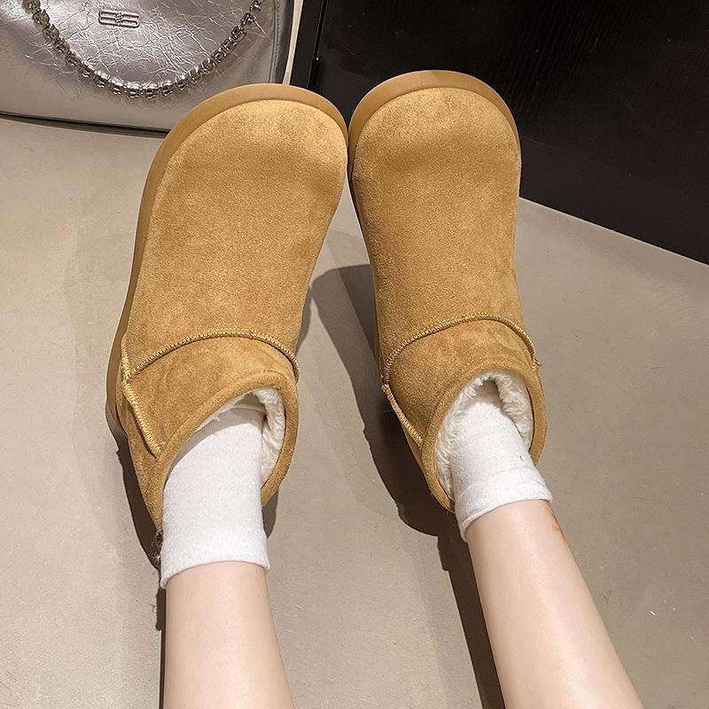 Women's Fur One Thick Bottom Heightening Winter Lightweight Padded Warm Snow Boots Non-slip Wear Casual Sneakers Fur Cotton Shoes