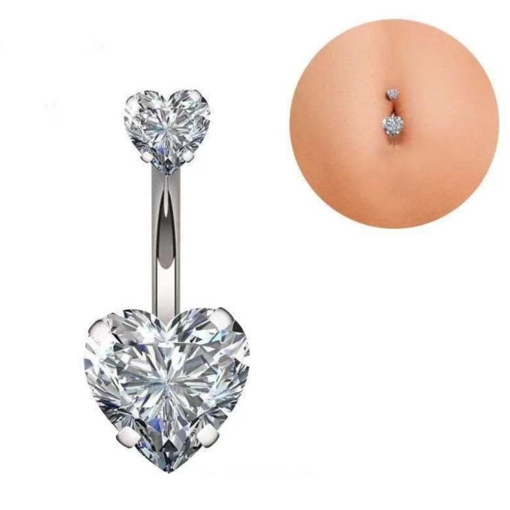 Heart Shape Belly Button Rings Crystal Silver Body Jewelry Navel Piercing for Party Decoration