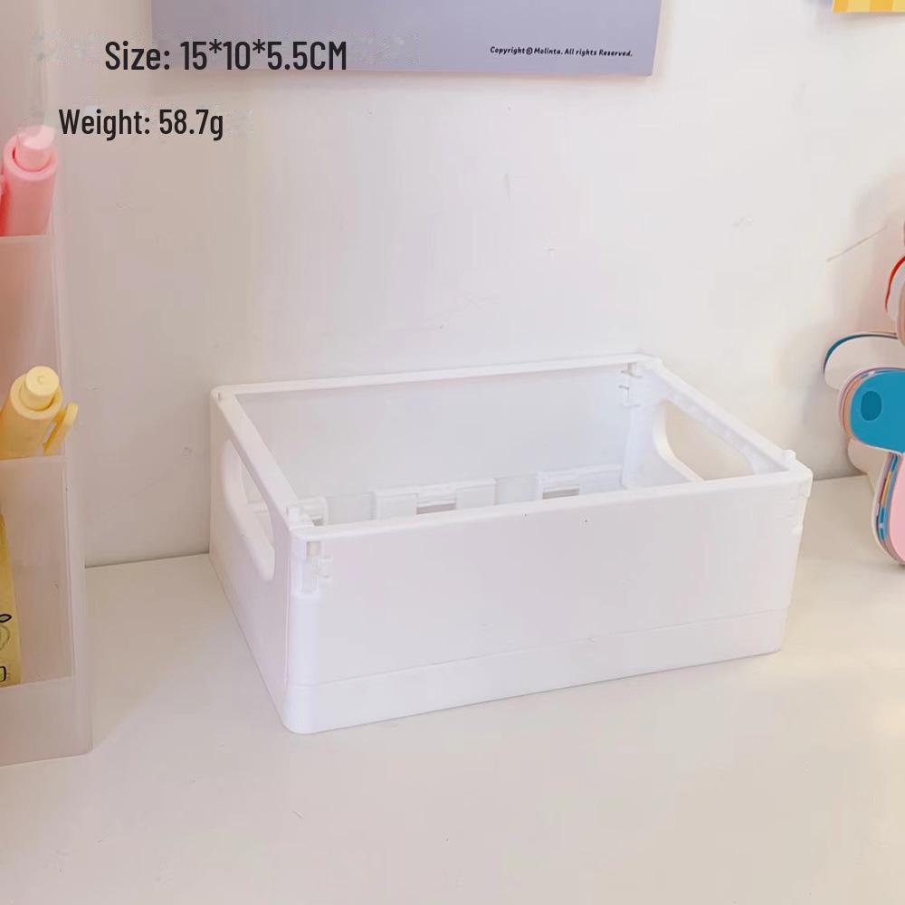 Korean Mini Folding Storage Box - Compact Organizer for Desktop, Stationery, and Skincare Essentials