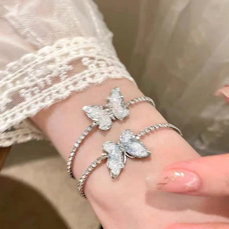 Stylish Blue Pink Butterfly Crystal Bracelet Sweet Princess Style Jewelry Fashion