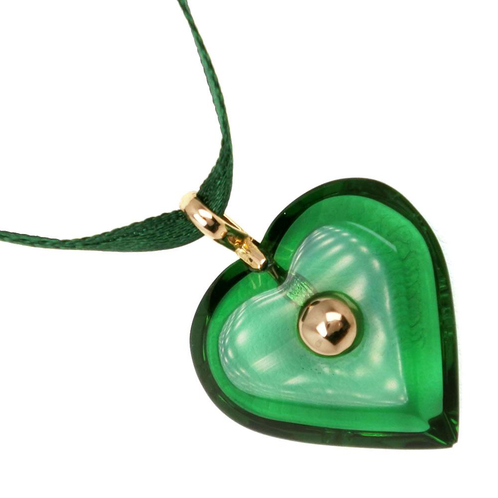 

Baccarat heart choker Green crystal/K18 yellow gold heart 4.8g Women Used