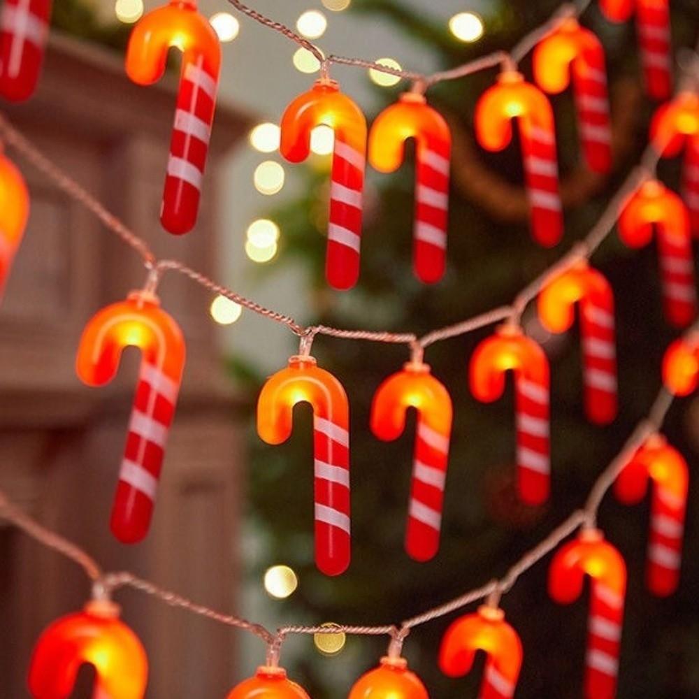 10/20/40 LED Candy Cane Light Santa Hat Xmas Tree Ornament LED Walking Stick Light  Home Decoration