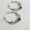 Vintage Silver Color Water Droplet Inlaid Red Zircon Earrings Exquisite Metal Carving Spiral Hoop Earrings for Women Accessories