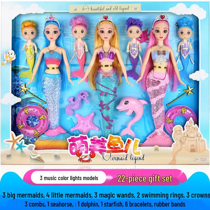 

Набор кукол «Принцесса-русалка» для ролевых игр со светом и музыкой – Идеальный подарок на день рождения для девочек Gift Box with Marine Creatures