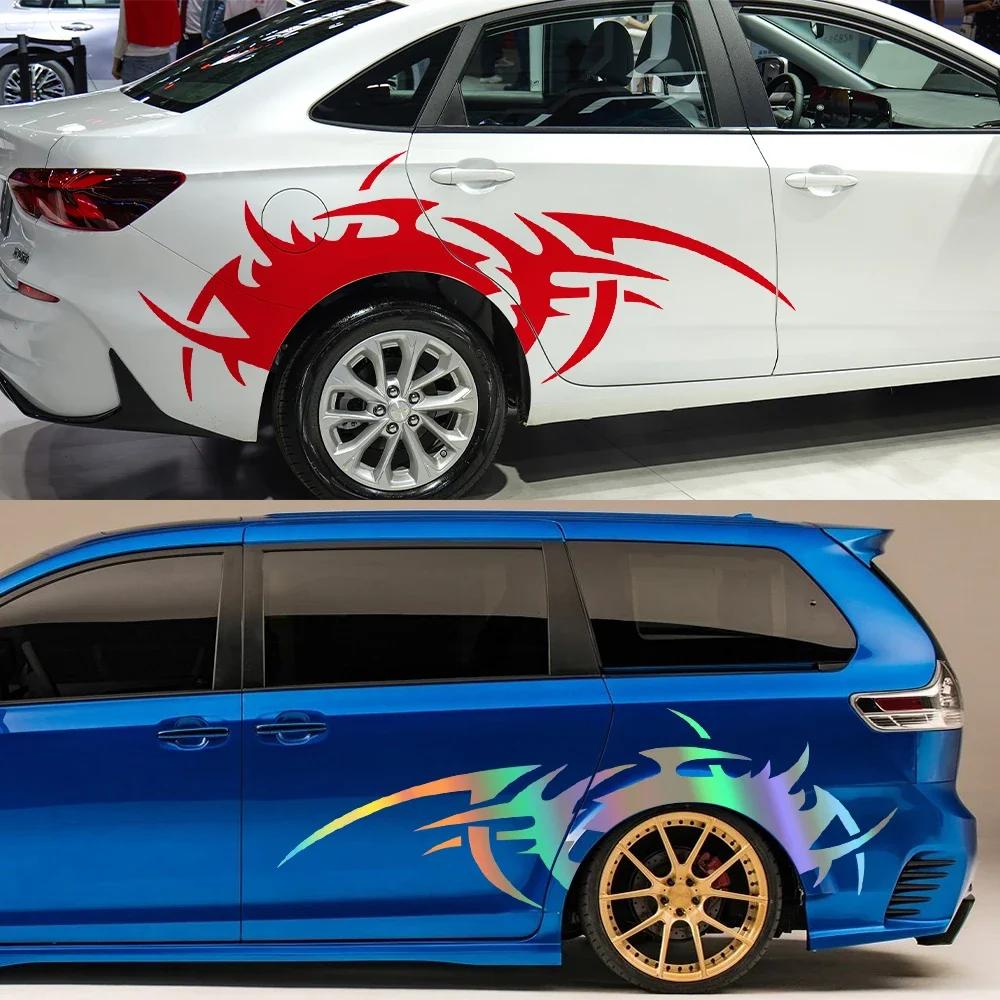 Car Sticker Large Flame Pattern Decal Side Body Door Rear Wheel Decor Cool Style Waterproof Auto DIY Exterior Decor Accessories