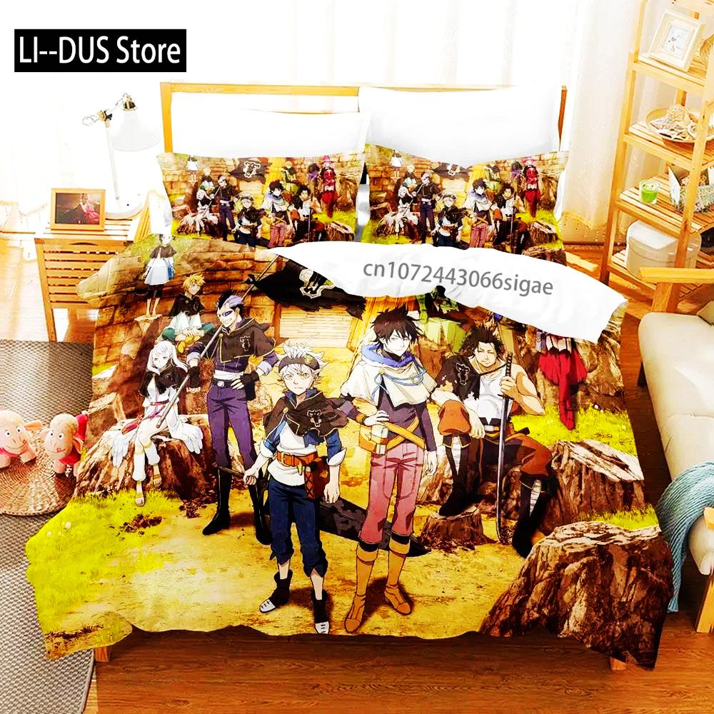 Black Clover Bedding Set Single Double Full Queen King Size Anime Duvet Cover Set For Adults Boys Quilt Cover Pillowcase
