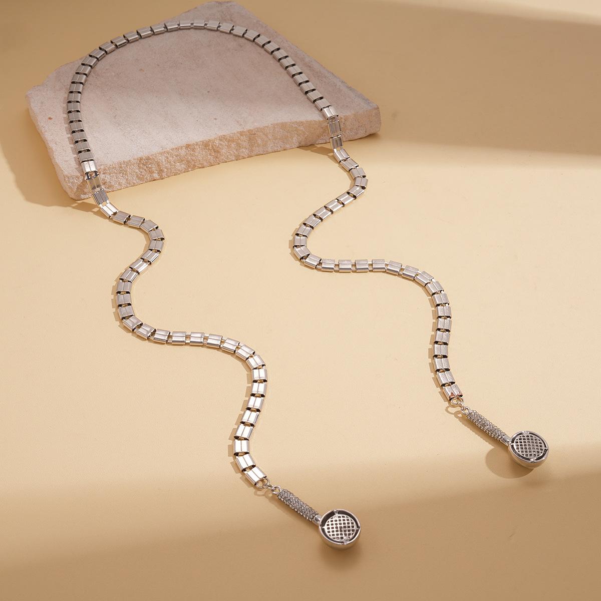 

Diamond earphones necklace sweater chain niche item jewelry