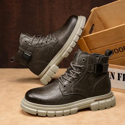 Fashion Fashion Motorcycle Ankle Boots for Men Non-Slip Lace-Up Botas Hot Sale Male High Top Shoes Motorcycle Boots Comfy Walking Shoes