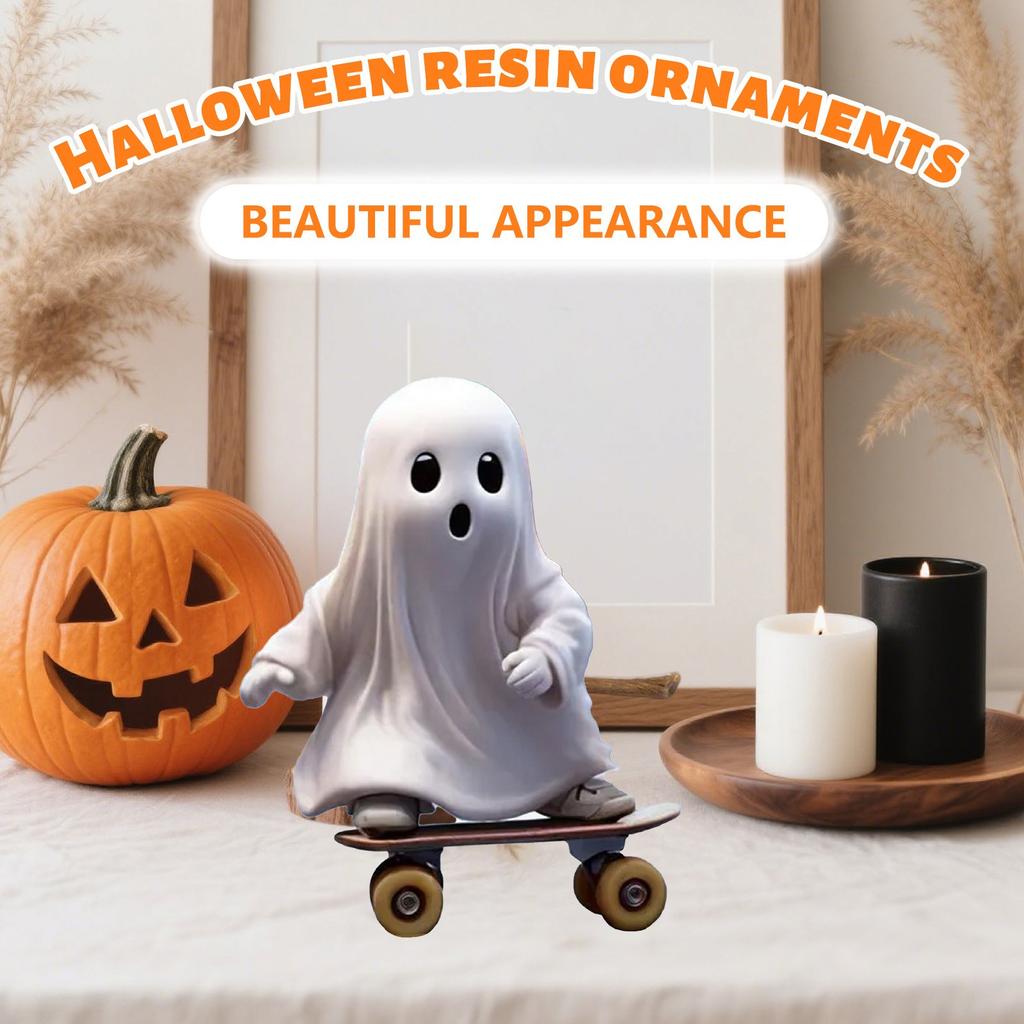 Halloween Skateboarding Ghosts Resin Decorative Ornament
