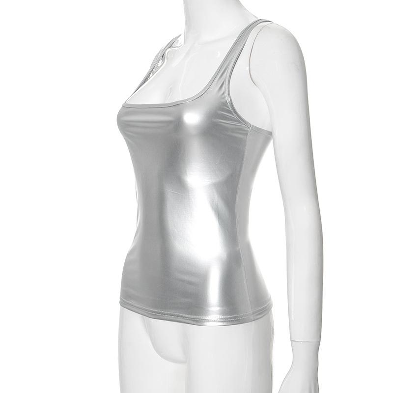 Solid Tanktopp Dame Edgy Klær Y2k Tilbehør Ermeløs Ropa De Mujer Firkantet Krage Camison Sommer Koreansk Mote Klær