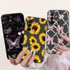 For Samsung Galaxy A56 A36 A26 5G Phone Case Soft Matte Liquid Silicone Back Cover Love Heart Girly Flower Painting Fundas