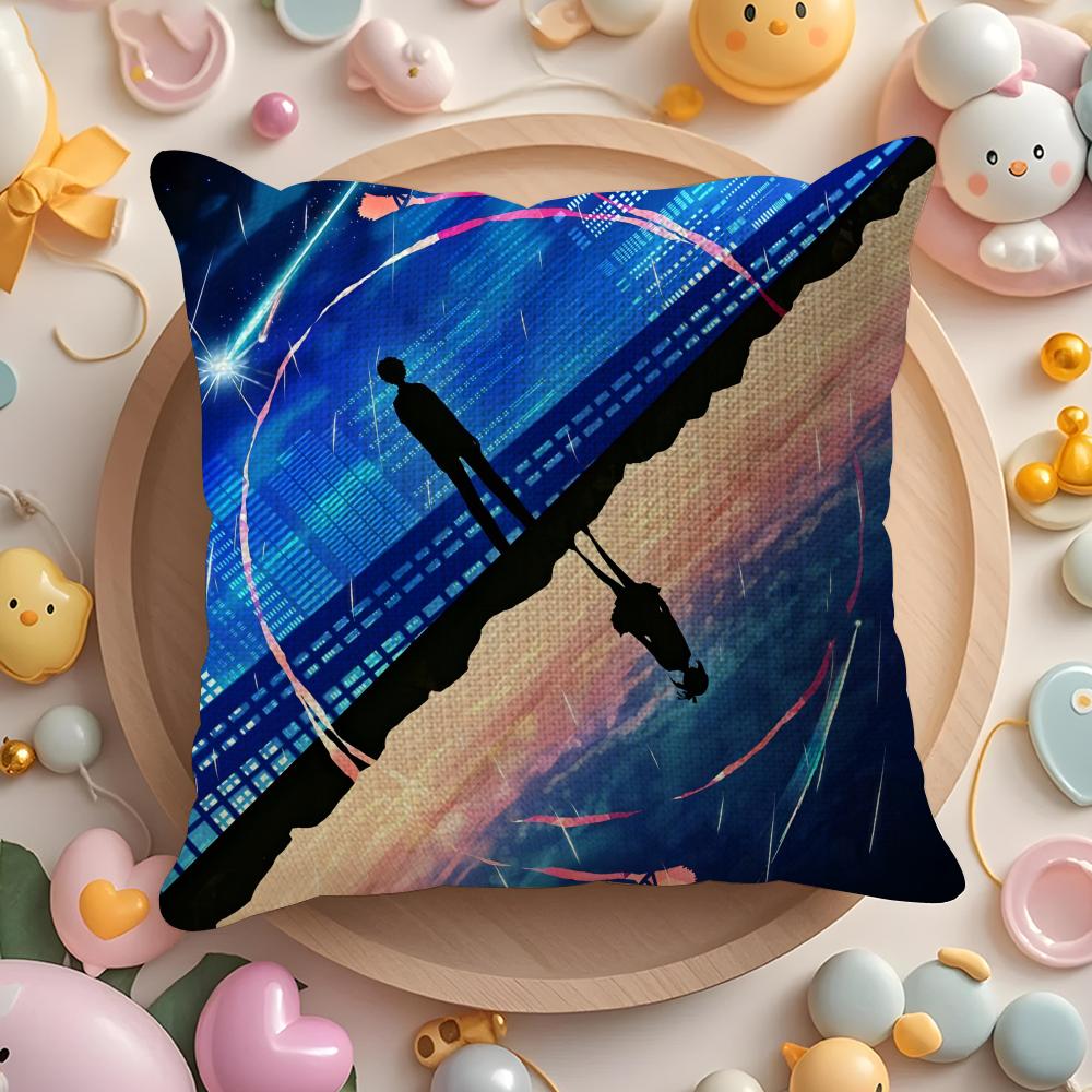 

Anime Cartoon Movie YYour Name Pillow Case Sofa Living Room Bedroom Headboard Backrest Cushion Square Cushion 30X30cm