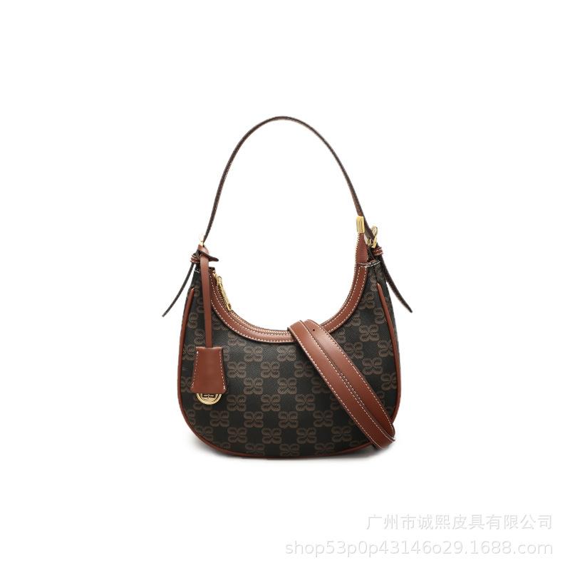 Classic Print Shoulder Crossbody Bags Casual PU Leather Hobo Underarm Bags Luxury Women's Clutch Bags Fashion Female Handbags