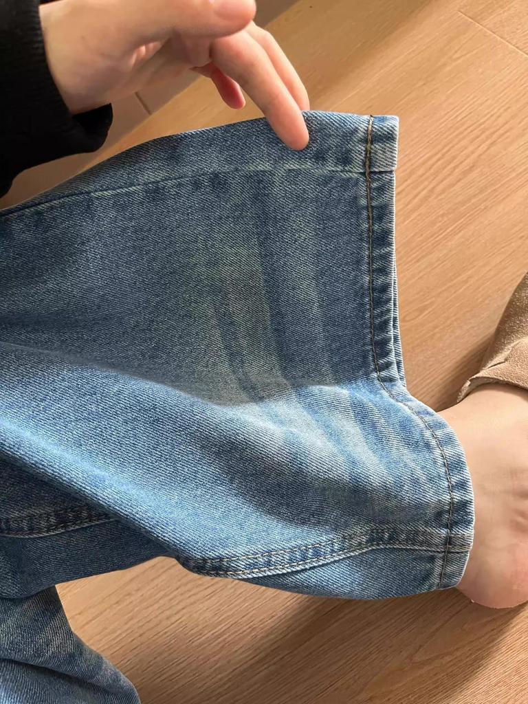 Jeans a gamba larga a vita alta stile americano blu medio 2025 - Estivi da donna, snellenti, modellanti per fianchi e nascondi imperfezioni.