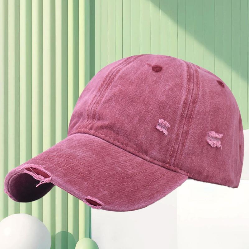 Washed and old baseball caps can be worn in all seasons, men's fashion ripped rough edge cap print hat