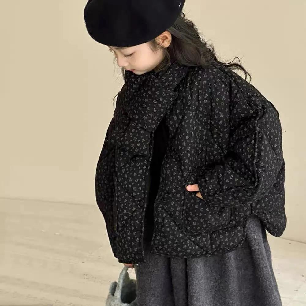 Jenter Høst/vinter Parkas Blomstertrykk Casual Varm Overbekledning