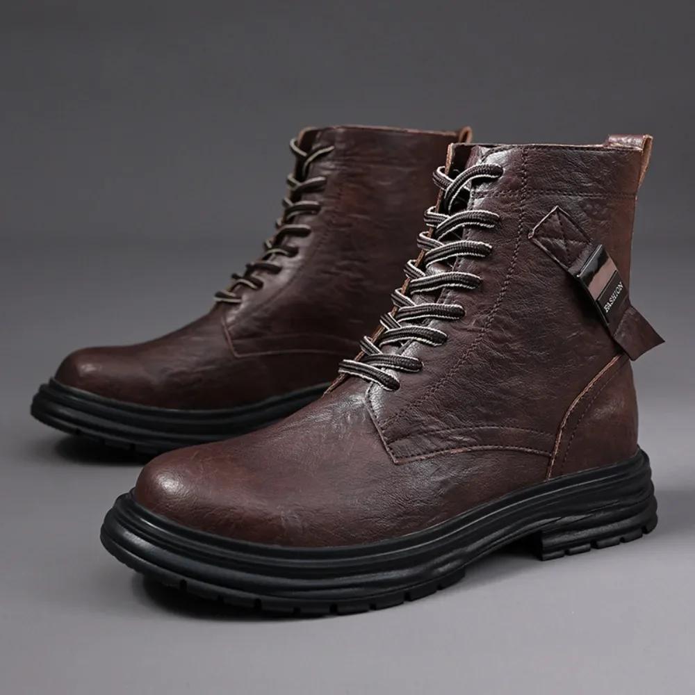 Fashion Men's Boots Trend Man Shoes Tooling Boots Fashion Men's Motorcycle Boots Retro Zipper High Top Shoes for Men