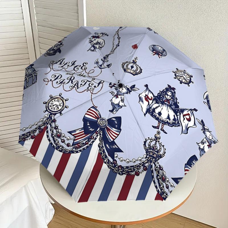 1 Stück Alice und Piraten Regenschirm - 8 Speichen verstärkt, Automatisches Öffnen, Leicht & Langlebig, Niedliches Modeaccessoire für Draußen - P78