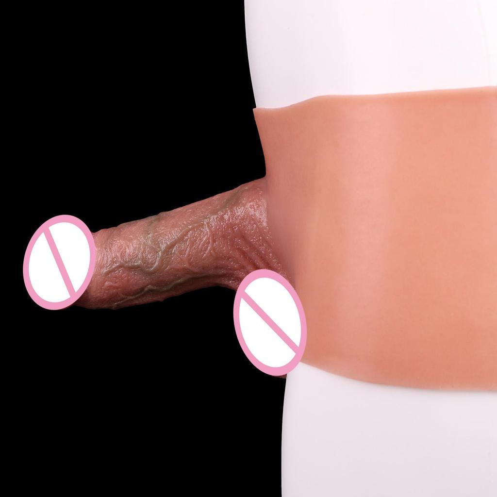 Skin Touch Silicone Pants With Hollow Realistic Dildo Penis Sleeve Stretchable Sex Toys For Men Cock Enlarge & Extender