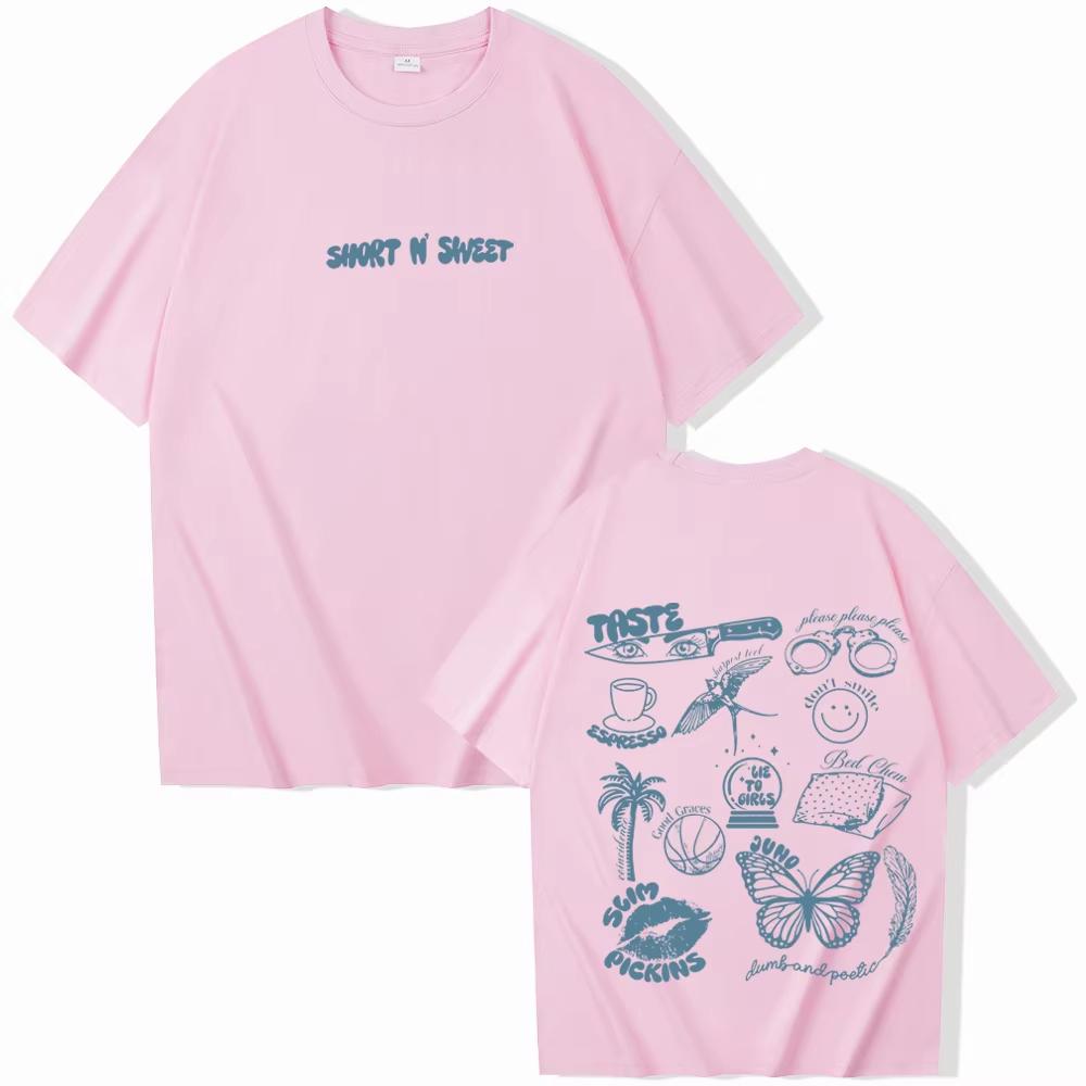 Sabrina Carpenter Short N' Sweet T-Shirts Sabrina Carpenter Merch Harajuku O-Neck  Vintage T Shirt