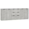 3115783 vidaXL Buffets 3 Pcs Concrete Grey Engineered Wood