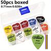 50pcs Alice Guitar Picks Set Varying Thickness from 0.58mm To 1.50mm Durable Plastic Picks with a Transparent Storage Case JXB