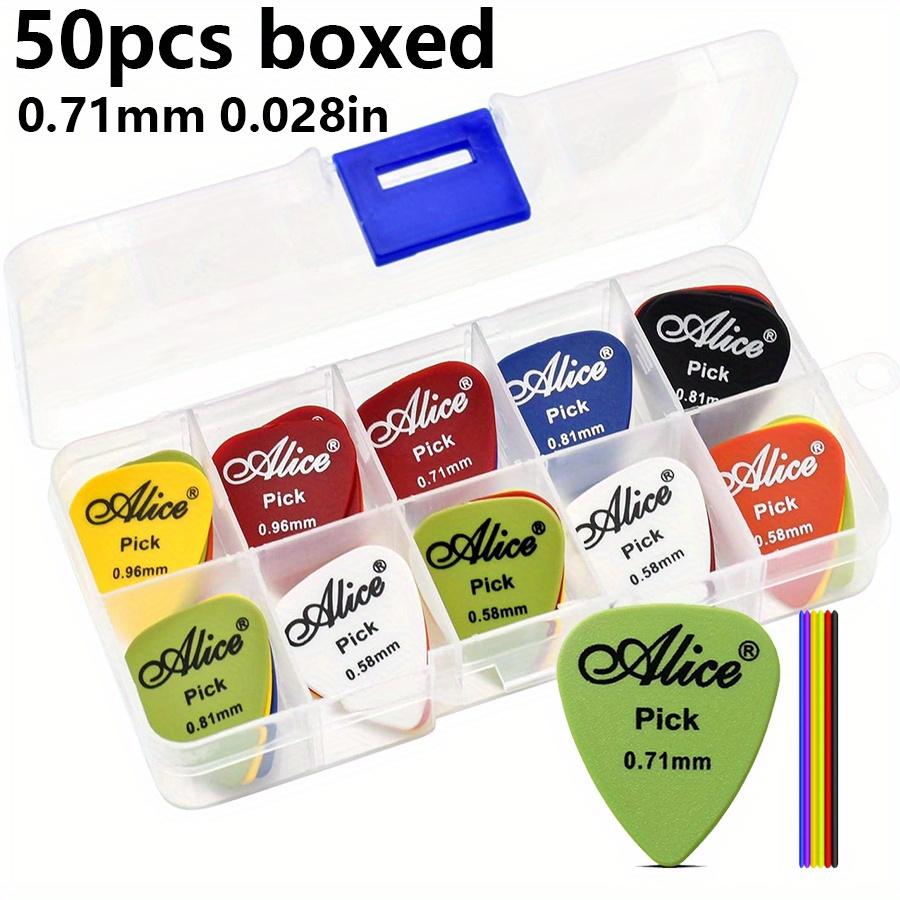 50pcs Alice Guitar Picks Set Varying Thickness from 0.58mm To 1.50mm Durable Plastic Picks with a Transparent Storage Case JXB