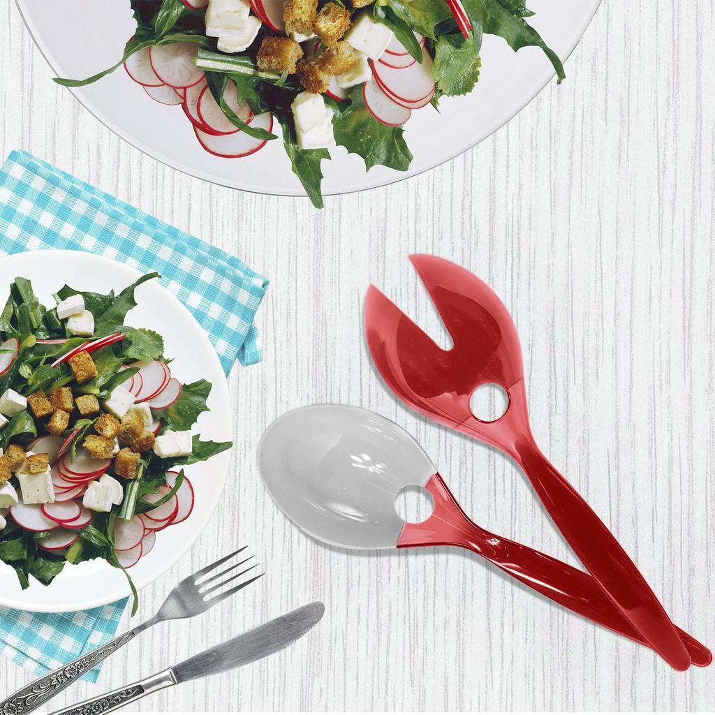 Salad Cutlery Set, Black Plastic, 2 Spoons