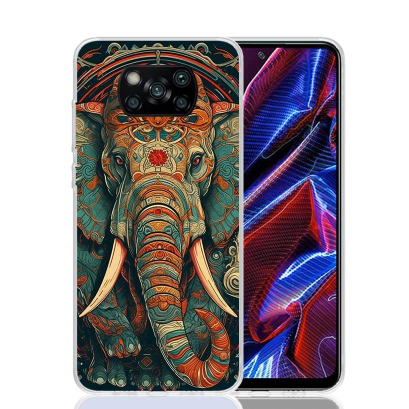 Elephant Mandala Aztec Phone Case For Xiaomi Poco X7 X6 X5 Pro F7 Ultra Redmi 15C 15 13 13C 12 12C 10 10A 10C 9 9A 9C 9T Cover P