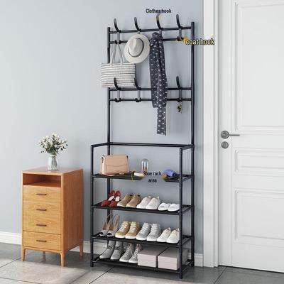 Modern Metal Multifunctional Shoe & Coat Rack: Floor-Standing, Simple, Minimalist Storage for Shoes and Clothes