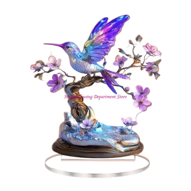 Acrylic Flower Branch Bird Statue Figurines Table Centerpieces Animal Figurines Sculptures Table Ornament Home Decors