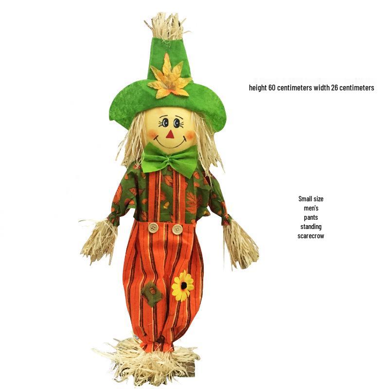Cute Scarecrow Halloween Decorations: Small & Medium Pumpkin Lanterns for Bar, Party, Haunted House, and Pastoral Themes.