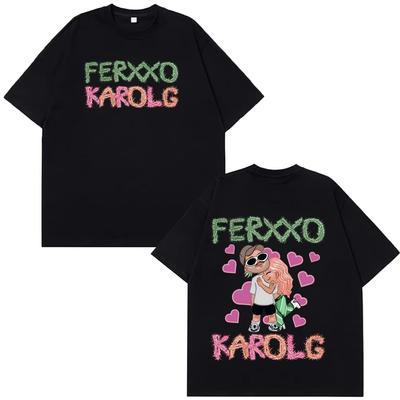 Karol G Feid Ferxxo Camisetas Estampadas Populares Hombres Mujeres Moda Verano Manga Corta Algodón Holgado Casual Hip-hop Camiseta Masculina Oversize