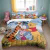 Cartoon Winnie Pooh Bear Tiger Bedding Sets Set,Anime Duvet Cover Bed Comforter Set Bedding Set Birthday Gift for Kid Boys Girls