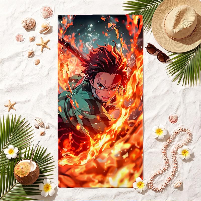 Tanjiro Soft Beach Towel Stylish Beach Pool Towel for Summer Seaside Vacation Travel