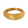 Gold Plated Geometric Striped Ring: Titanium Steel Jewelry for Women