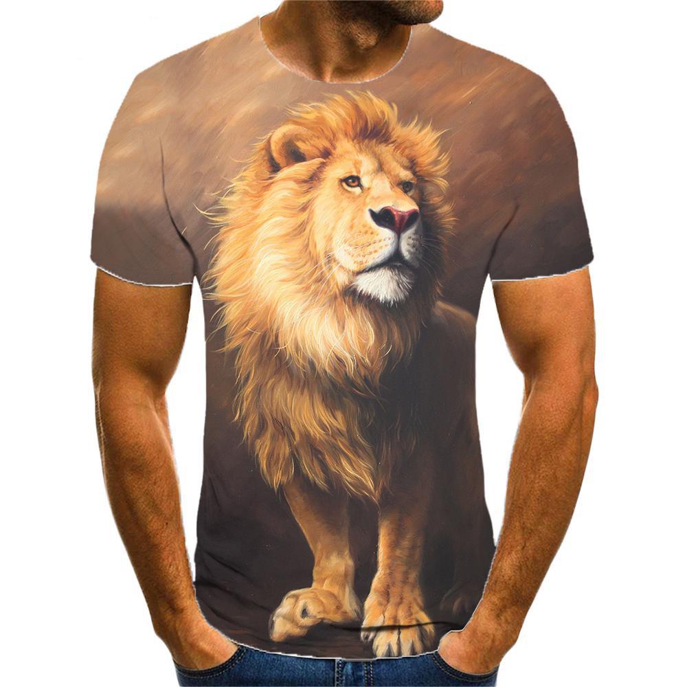 Animal Lion Pattern 3D Print Men's T-Shirts Summer Casual O-Neck Short Sleeve Oversized T-shirts