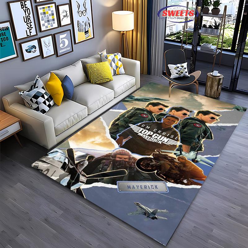 Classic Movie Carpet Top Gun Tom Cruise Rug for Home Living Room Bedroom Sofa Doormat Decor,kid Area Rug Non-slip Floor Mat Gift