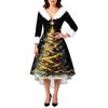 Women's Fashion Elegant Autun And Winter Long Sleeve V-Neck Christmas Print Dress