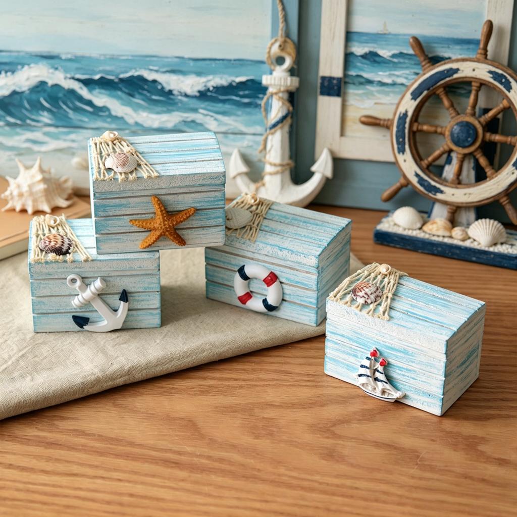 1pc Ocean Theme Home Decor Ornament Mini Small Undersea Treasure Box Home Decor Craft Photoshoot Party Prop Holiday Gifts