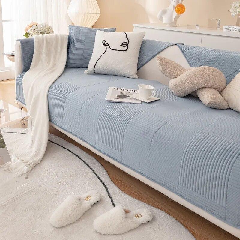 New Dutch Velvet Winter Non-slip Sofa Mat Simplicity Combination Universal Sofa Cover Solid Color Jacquard Fabric Art Sofa Cover