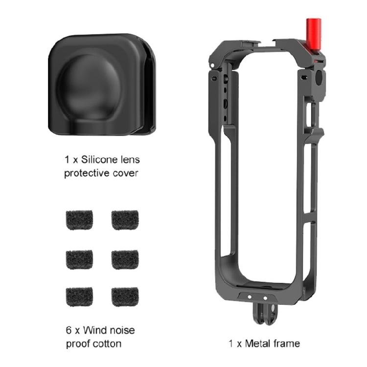 Reinforced Aluminum Frame Cage For 360 X5 Camera Housing Shell Quick Installation Exposed Battery Compartment