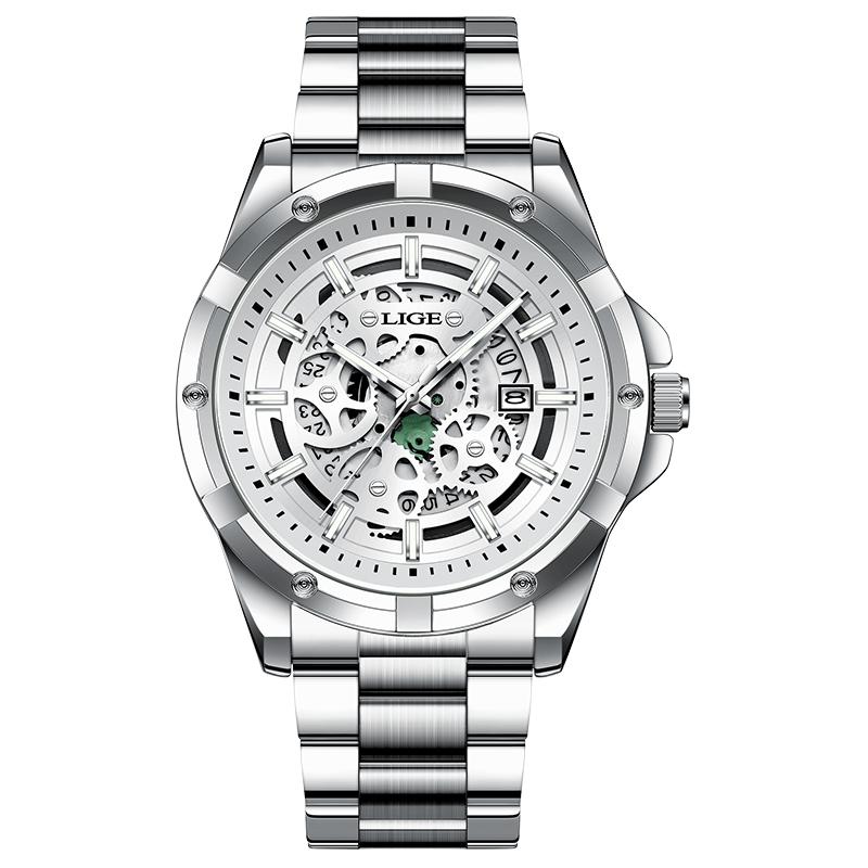 Mens Quartz Watches Top Brand Luxury Stainless Steel Waterproof Hollow Out Male Wristwatches
