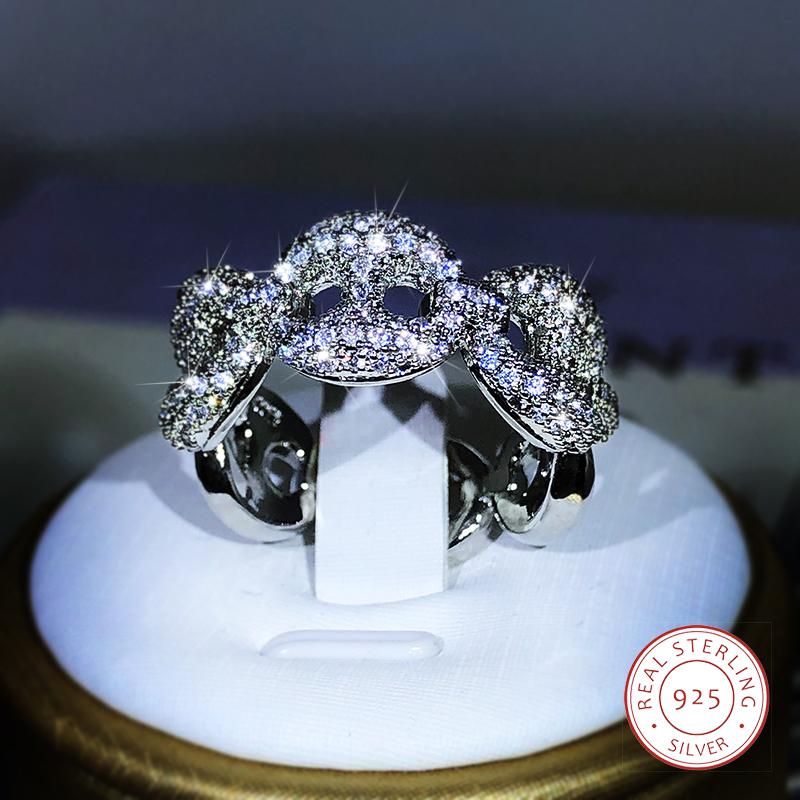 Exquisite Geometric AAAA+ White Zircon Ring   CopperRing For Ladies Fashion Jewelry Party Engagement Gift
