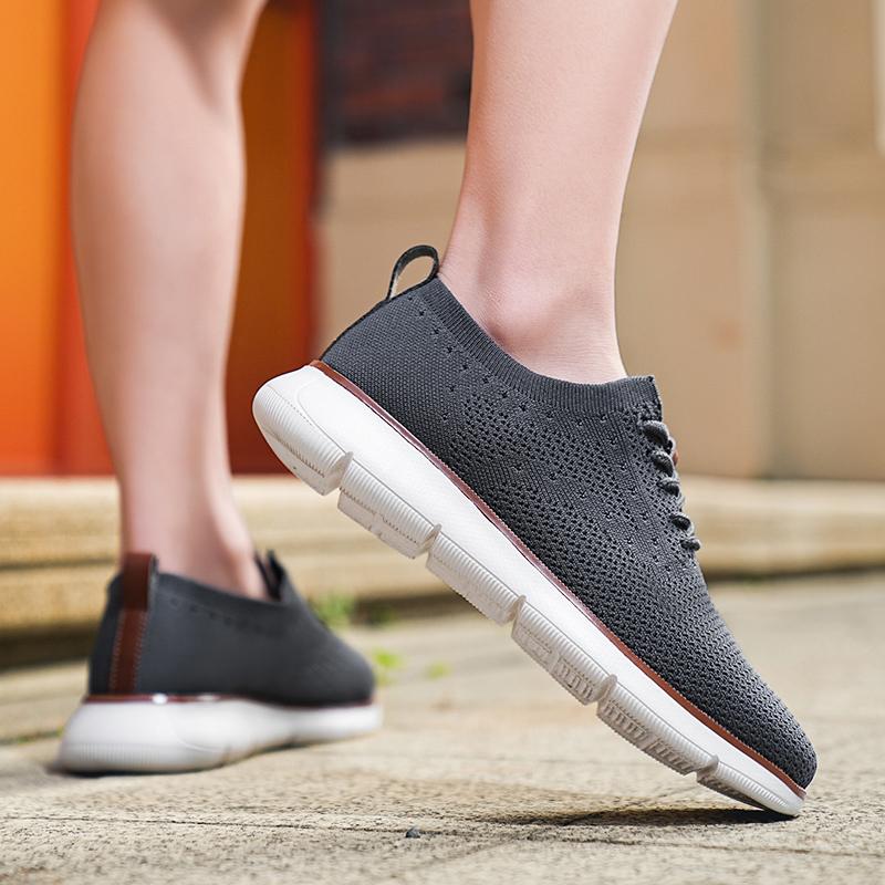 Lightweight Men's Casual Sneakers Fashion Knitted Casual Sports Shoes Retro Style Walking Flat Shoes Big Size 39-48 Male Footwear