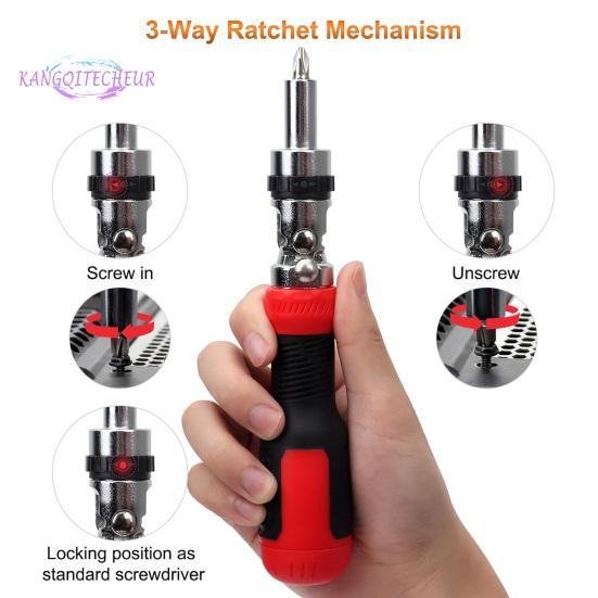 Șurubelniță cu clichet, mâner antiderapant, rezistență ridicată, pivotare la 180 de grade, unghi reglabil, șurubelniță multifuncțională 13 în 1